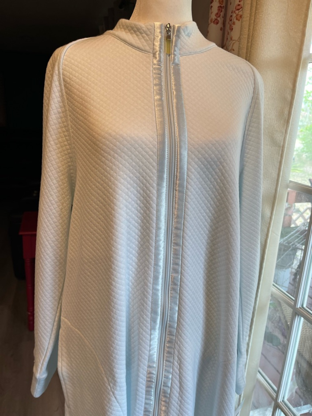 Midnight by Carole Hochman Long Zip Front Robe - Light Blue - Picture 2 of 9